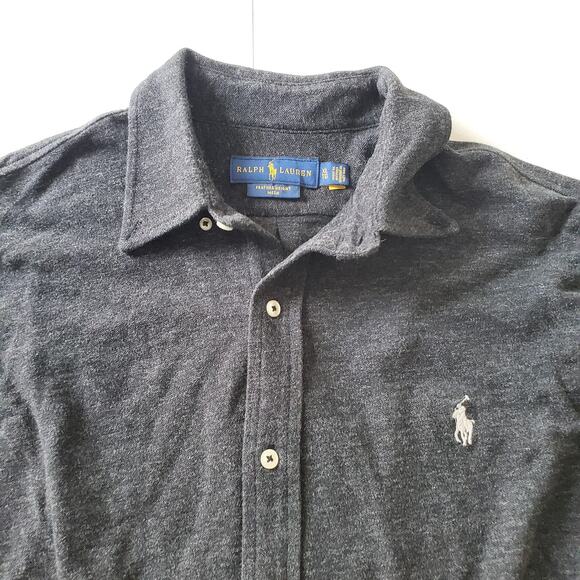 Ralph Lauren Shirt Mens Extra Large Gray Featherweight Mesh Button Down Polo XL - Picture 3 of 8
